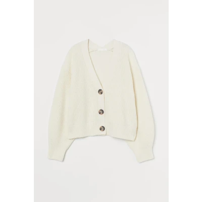 H & M - Rib-knit Cardigan - White