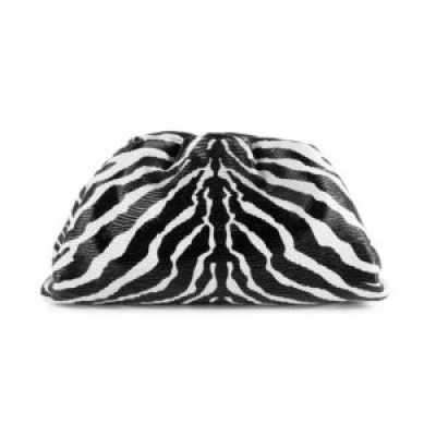 Large The Pouch Zebra-Stripe Leather Clutch