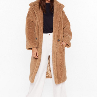 Teddy or Not Faux Shearling Longline Coat