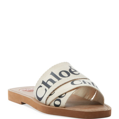 Woody Flat Logo Ribbon Slide Sandals