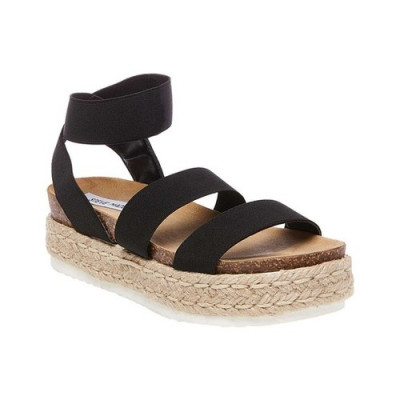 Womens Steve Madden Kimmie Flatform Espadrille Sandal, Size: 5 M, Black Elastic