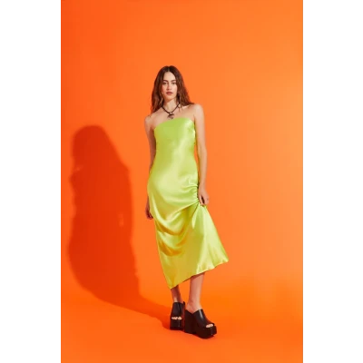 Satin Strapless Maxi Slip Dress