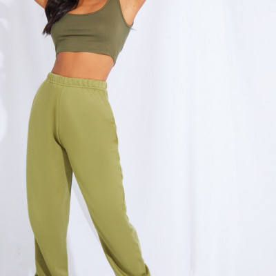 Petite Khaki Basic Cuffed Hem Joggers