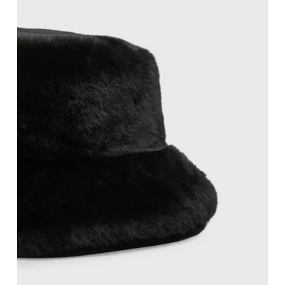 Black Faux Fur Bucket Hat New Look