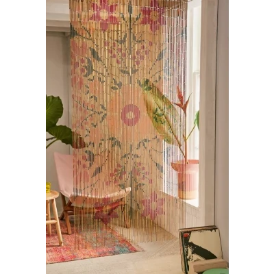 Rosa Floral Bamboo Beaded Curtain