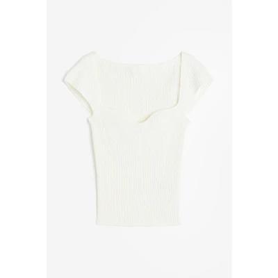 H & M - Rib-knit Top - White