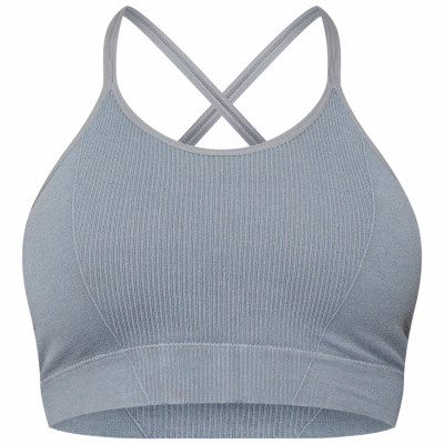 Grey Washed Rib Seamless Sports Bra
