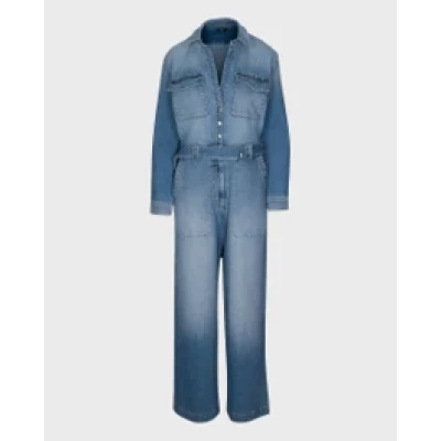 Patch Pocket Jumpsuit In Rose Blue