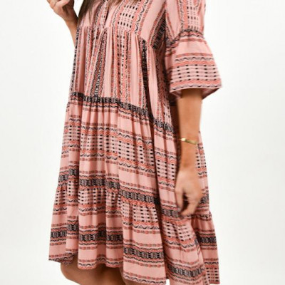 Hattie Flounce Shift Dress | Coral