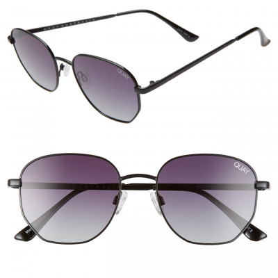 Mens Quay Australia Big Time 48mm Gradient Square Sunglasses - Black Tortoise/ Smoke