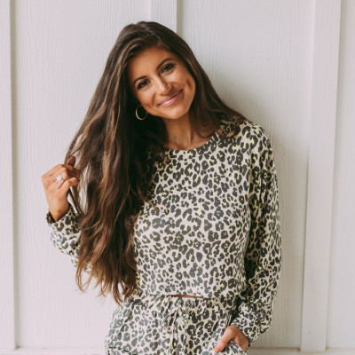 Carlen Leopard Print Shorts Set- Taupe/Green