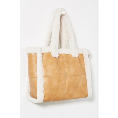 Reversible Sherpa Tote Bag By Anthropologie in Brown