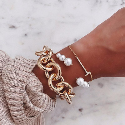 Pearl and Gold Wrap Cuff