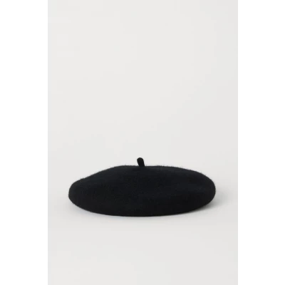 H & M - Wool-blend Beret - Black