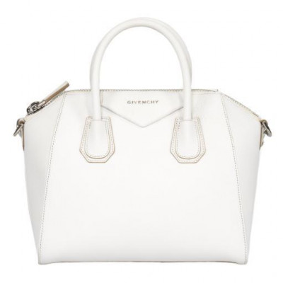 Givenchy Antigona Sugar Goatskin Leather Satchel Bag | White & SIlver Hardware |