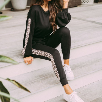 Leopard Side Stripe Jogger Set