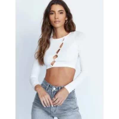 ORGANIC COTTON ASTRID LONG SLEEVE TOP WHITE