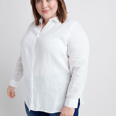 Button-Front Linen Tunic