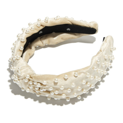 Ivory Pearl Velvet Headband