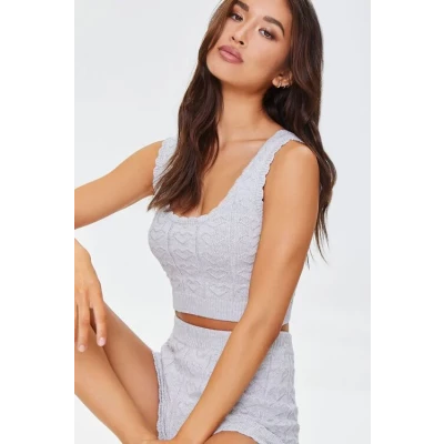 Embroidered Heart Pajama Tank Top