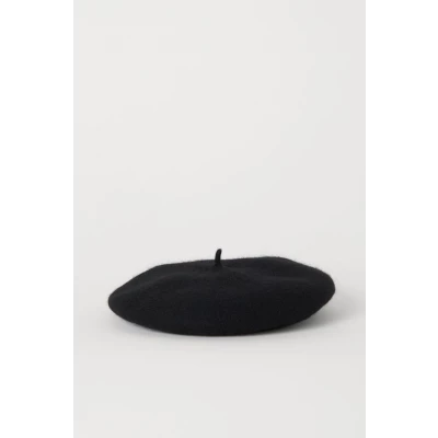 H & M - Felted Wool Beret - Black