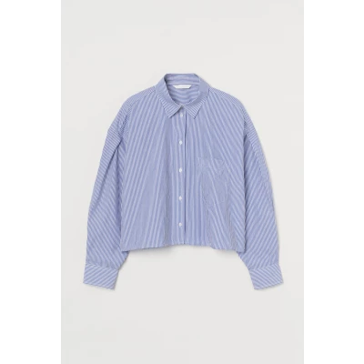 H & M - Boxy Cotton Shirt - Blue