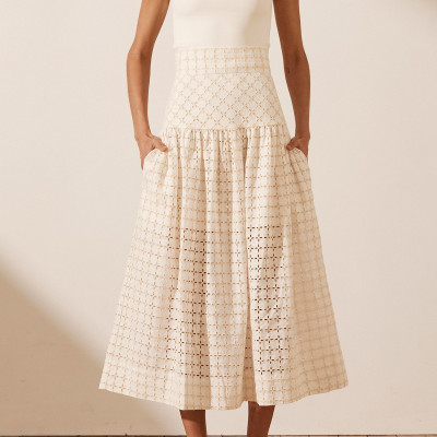 PENELOPE LINEN MIDI SKIRT - IVORY