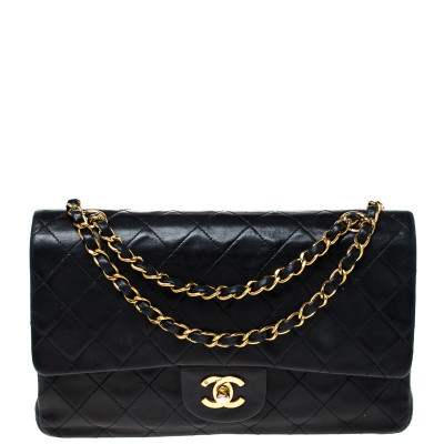 Chanel Black Quilted Leather Medium Vintage Classic Double Flap Bag