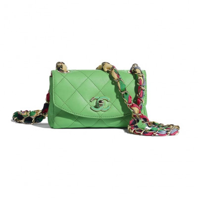 Lambskin, Mixed Fibers & Gold-Tone Metalgreen
