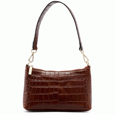 The Christy Brown Croc Embossed Leather Bag