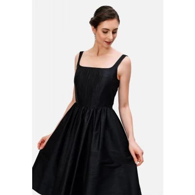 Corset-style dupioni dress