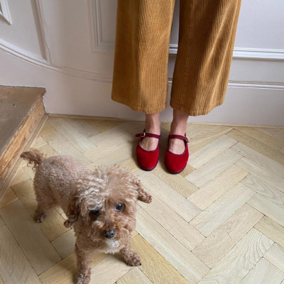 Drogheria Crivellini Velvet Mary Janes in Cardinal