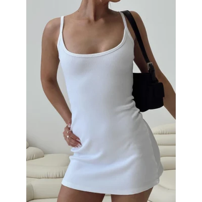 Saya Rib Mini Dress White