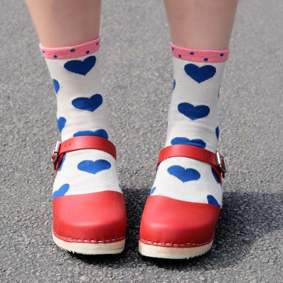 Swedish Clogs Low Wood Red Leather by Lotta from Stockholm / Wooden Clogs / Sandals / Low Heel / Mary Jane Shoes