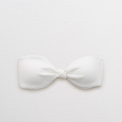 Aerie Ribbed Knot Bandeau Bikini Top Womens White