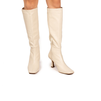 Napton Off White Leather Boots