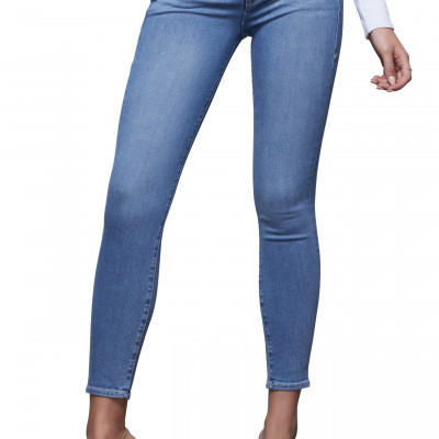 Womens Good American Good Legs Notched High Waist Ankle Skinny Jeans