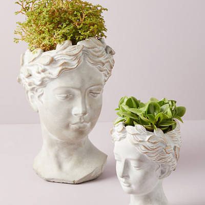 Grecian Bust Pot By Anthropologie in Gold