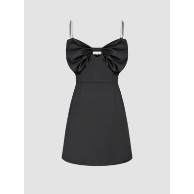 Satin Bow Cami Short Dress - Cider