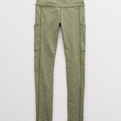 Aerie Play Pocket High Waisted Legging Womens Succulent Olive M Short