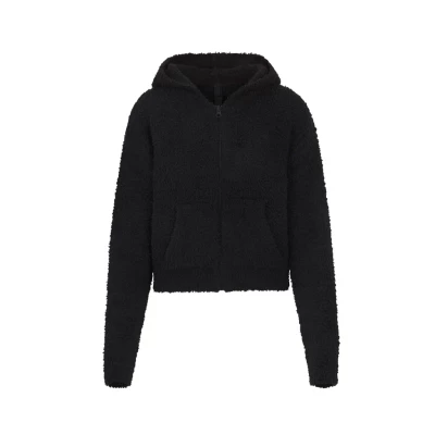 COZY KNIT ZIP UP HOODIE | ONYX