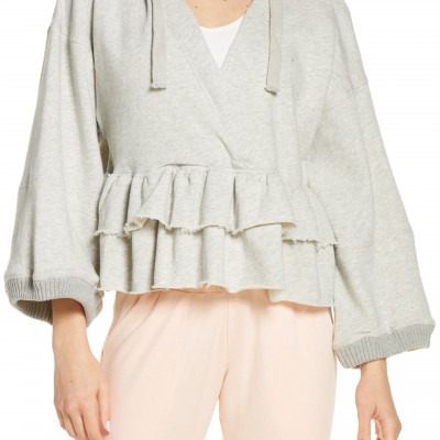 Womens Free People Fp Movement Side Swept Ruffle Hoodie