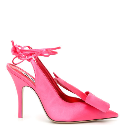 THE ATTICO SATIN VENUS SLINGBACK WITH BOWFuchsia, Pink