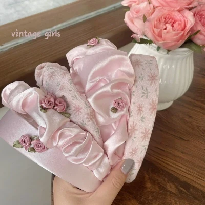 coquette pink flower headband