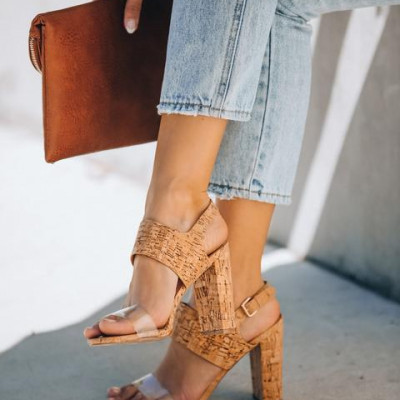 Napa Clear Strap Heeled Cork Sandal