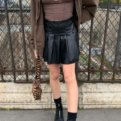 Faux leather tennis skirt