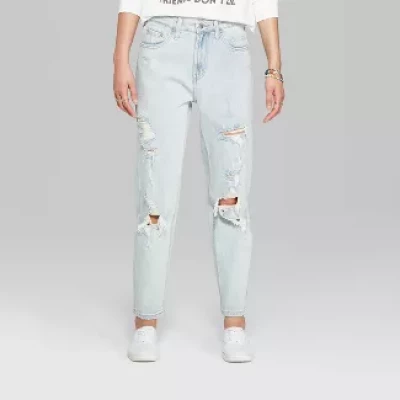 Women's High-Rise Distressed Mom Jeans - Wild FableÃ¢â€žÂ¢ Light Wash