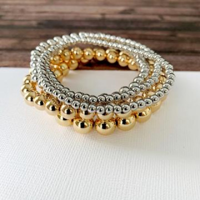 Boutique Bracelet Collection :: Nora Polished Mixed Gold & Silver Ball Bracelets