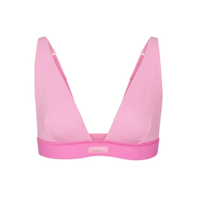 SKIMS Wireless Cotton Plunge Bralette - Bubble Gum -