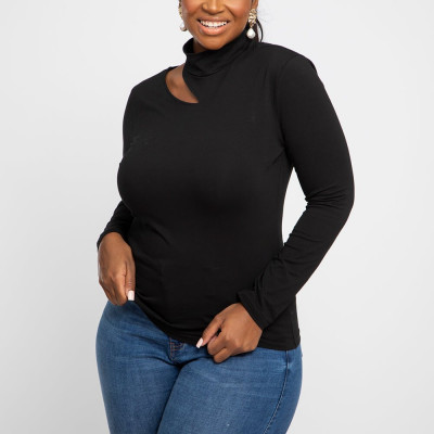 Yin Cut-Out Turtle Neck Top